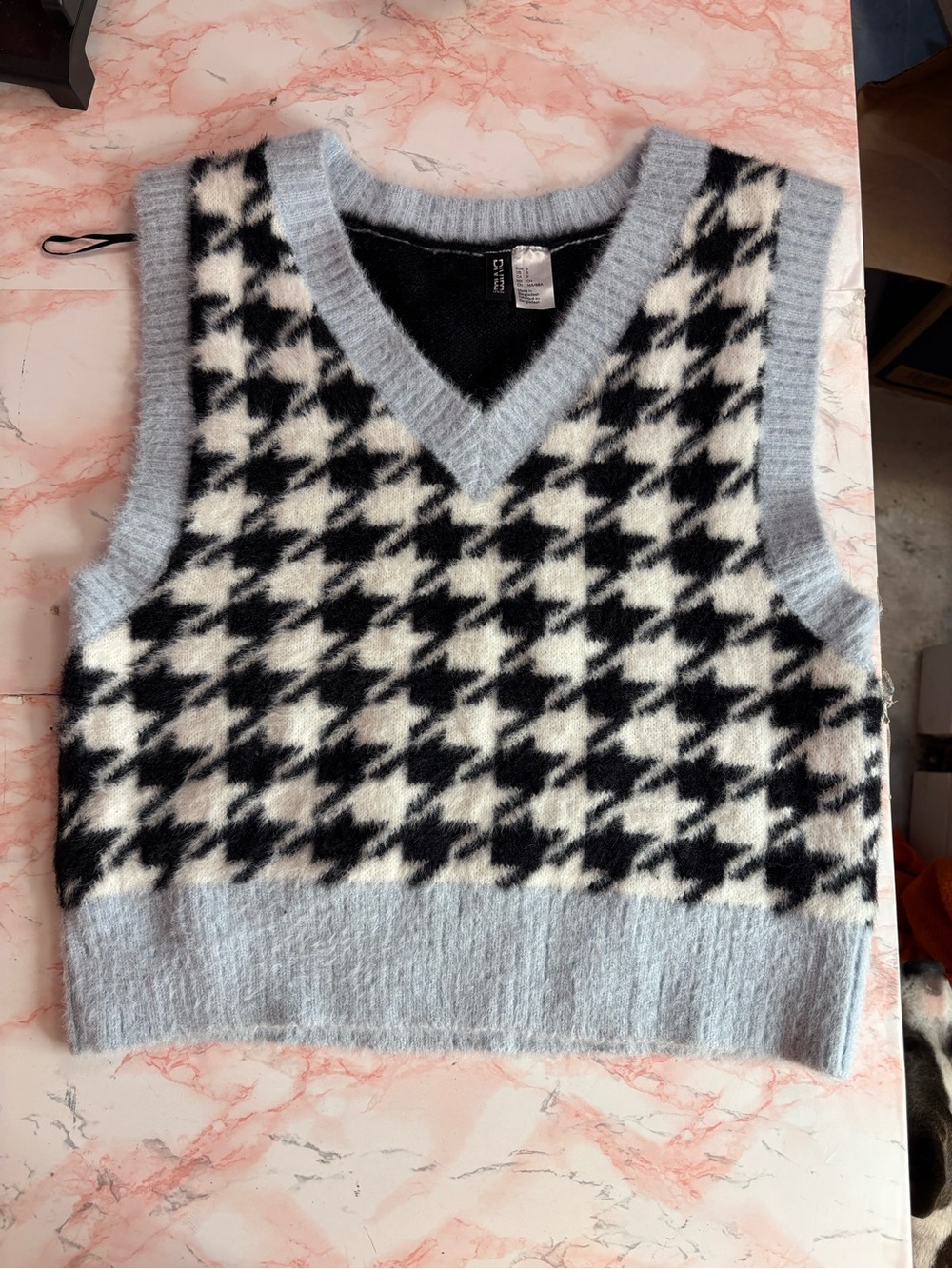 H&M Black & Light Blue Fuzzy Knit Sweater small
